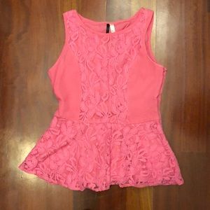 Pink Lace Peplum Top